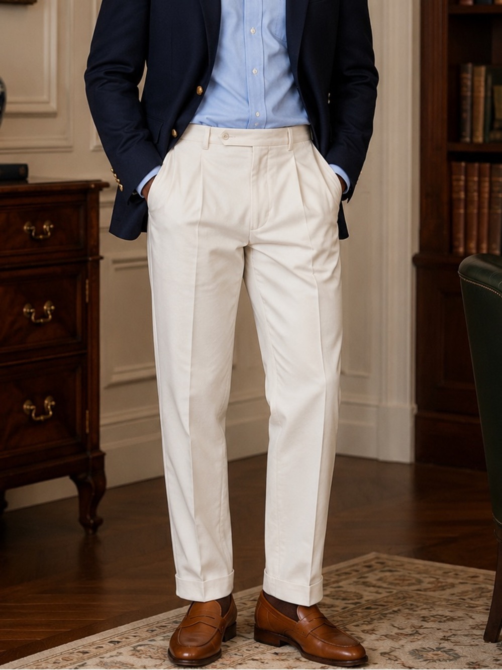 Lauren Ralph Lauren Dress Pants Pleated Cuffed Men’s 36x32 Beige Classic Preppy
